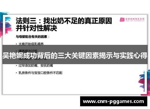 吴艳妮成功背后的三大关键因素揭示与实践心得
