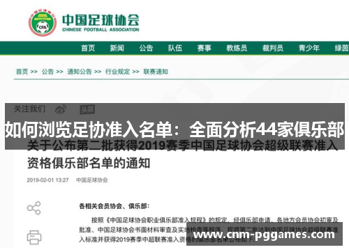 如何浏览足协准入名单：全面分析44家俱乐部