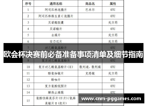 欧会杯决赛前必备准备事项清单及细节指南